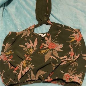 Coco + Jaimeson Green Floral Halter Top